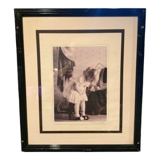 1970s Richard Cotty Portrait Young Girl in Sweet White Dress Framed Signed 22x26 For Sale