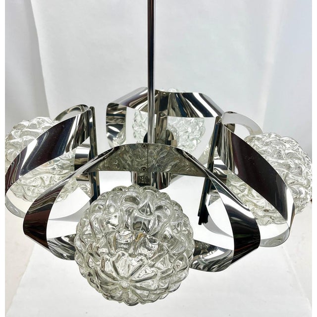 Swirl Ball Pendant Stem Lamp with 4 Globular Lights from Massive, Belgium, 1960s For Sale - Image 3 of 18