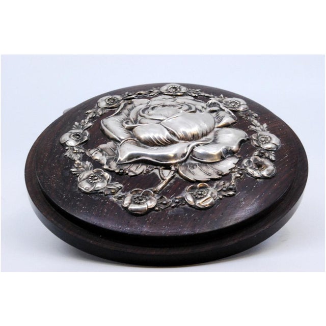 Rosewood Jewelry Box with Silver Applications For Sale - Image 6 of 10