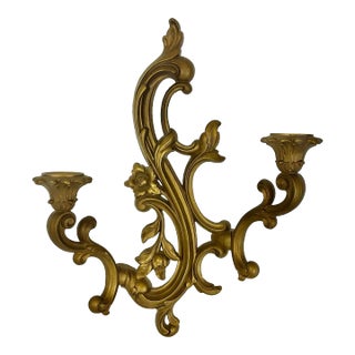 1960s Mid-Century Art Nouveau Hollywood Regency Syroco 2-Arm Candle Holder Sconce. For Sale