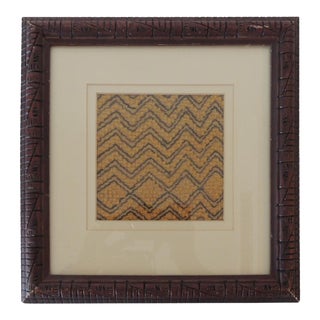 Yellow and Brown Framed African Kuba Cloth Textile For Sale