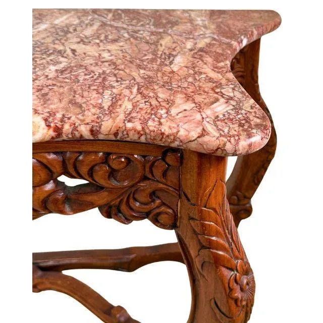 Late 20th Century Late 20th Century, Carved Wood & Marble Console Table, Rococo Style For Sale - Image 5 of 12