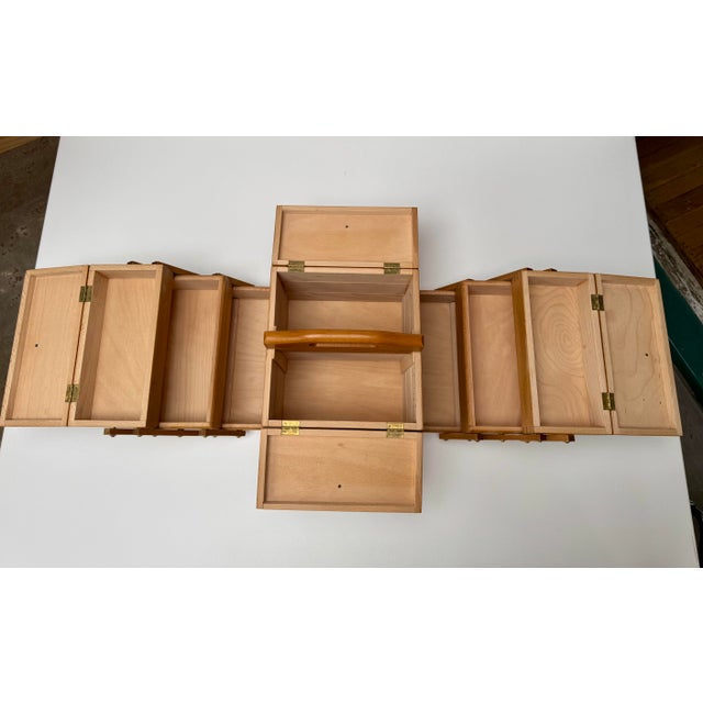 Mid-Century Romanian Beechwood Cantilever Sewing Box, 1970s For Sale - Image 4 of 16