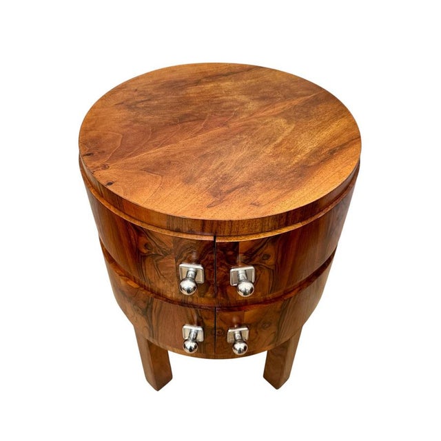 Art Deco Walnut Root Veneer Barrel Cabinet, Europe, 1930s For Sale - Image 6 of 10