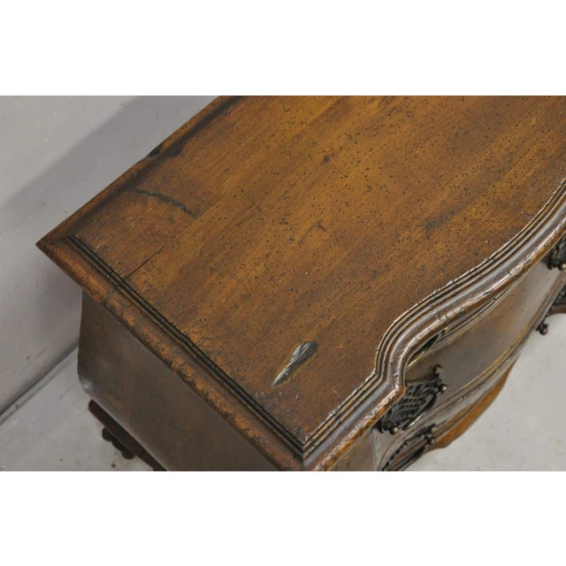 Wood Vintage Small Salesman Sample Chippendale Georgian Style 3 Drawer Bombe Commode For Sale - Image 7 of 12