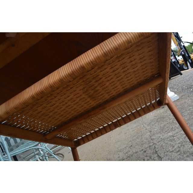 Mid Century Modern Square Danish Teak Coffee Table W/Cane Shelf Attributed to Gunnar Schwartz For Sale - Image 17 of 18
