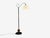 1950s Mid-Century Modern Floor Lamp, Patinated Brass, Wood, Fabric For Sale - Image 4 of 12