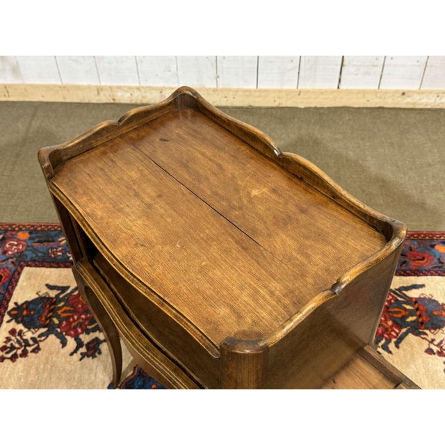 Louis XV Style Beech Bedside Table with Curtains, 1950s For Sale - Image 6 of 9