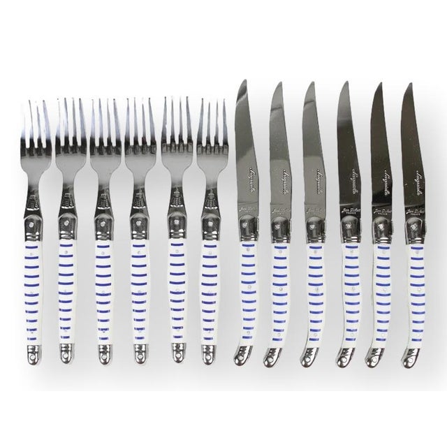Late 20th Century Late 20th Century Jean Dubost Laguiole Cutlery Set, Service for 12 - 24 Piece For Sale - Image 5 of 8