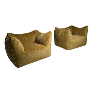 Le Bambole Lounge Chairs in Linen Velvet by Mario Bellini for C&B Italia, 1970s, Set of 2 For Sale
