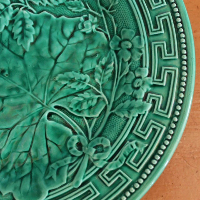 Ceramic Assembled Set of Nine French Majolica Plates of Two Patterns For Sale - Image 7 of 13