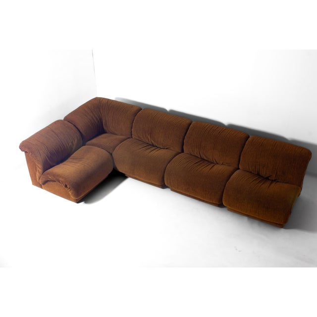 Modular Sofa in Rust Brown Velvet from Doimo, 1970s, Set of 5 For Sale - Image 17 of 17