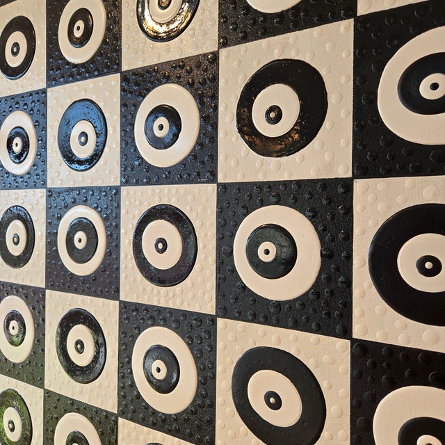 Abstract "Checkers" 2014 Michael Vannozzi Black & White Geometric Modern Painting Signed Original Art For Sale - Image 3 of 7