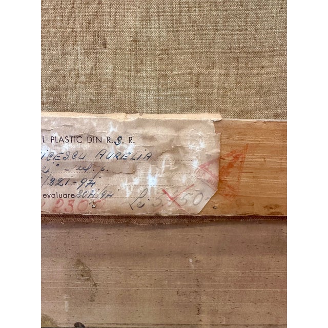 Wood Early 20th Century Painting Vase With Flowers by Aurelia Aricescu Vasiliu - Oil on Canvas With Frame - Signed For Sale - Image 7 of 8