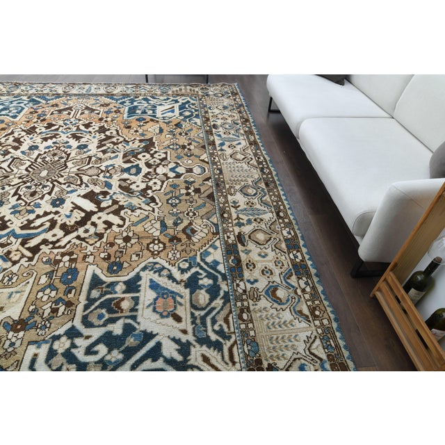 1970s Vintage Persian Handmade Wool Cotton Brown Area Rug For Sale - Image 11 of 11