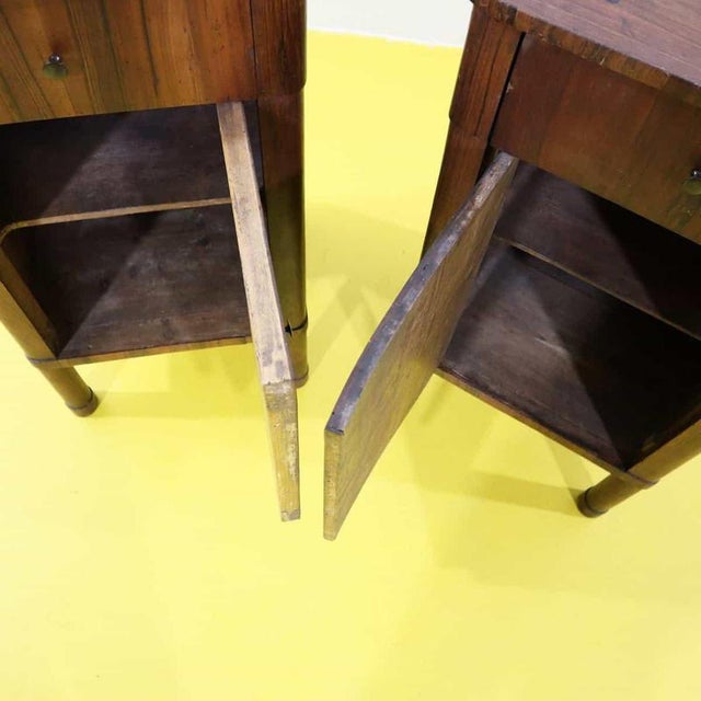 Restoration Nightstands in Walnut with Drawer and Door For Sale - Image 9 of 13