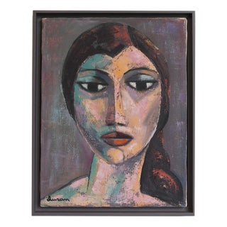 Portrait of Spanish Woman, 1980s, Acrylic Painting on Canvas, Framed For Sale