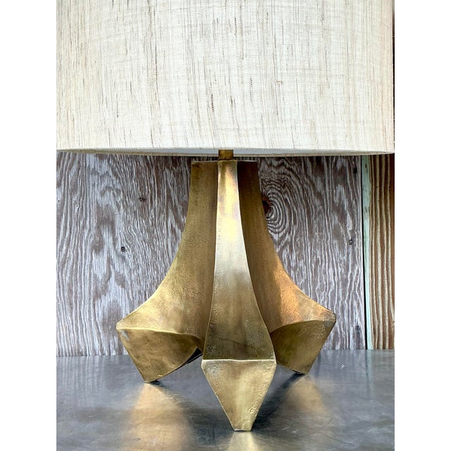 Mid-Century Modern Boho Arteiors Patinated Metal Lamps - a Pair For Sale - Image 3 of 7