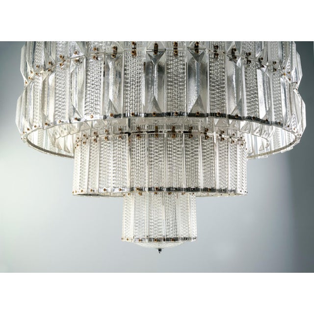 Metal Tiered Crystal Chandelier from Kamenický Šenov, 1960s For Sale - Image 7 of 16