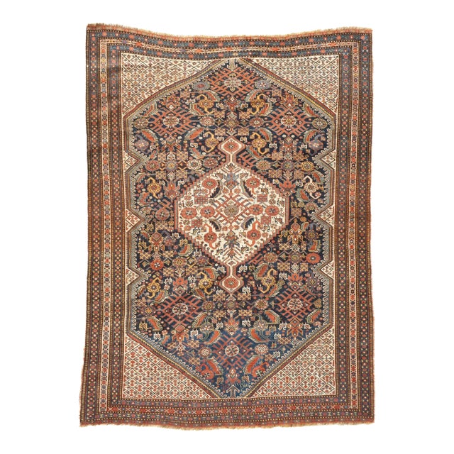 Antique Qashqai Rug 4'7'' x 6'3'' For Sale