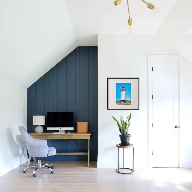 "Talacre" Contemporary Original Modern Acrylic Painting of a Lighthouse by Shabs Beigh For Sale - Image 4 of 6