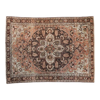 1950s Vintage Persian Hamadan Starburst Medallion Wool Carpet For Sale