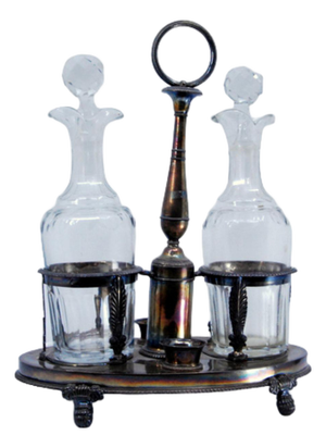 Cruet with Silver Structure with Palms