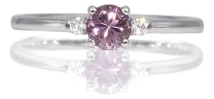 Purple Spinel Ring With Earth-Mined Diamond Accents in Solid 14k Gold, Round 5mm, Size 6.75
