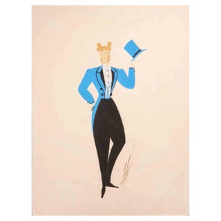 Erté, Masc Regis, Tempera, 1970s For Sale