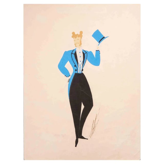 Erté, Masc Regis, Tempera, 1970s For Sale