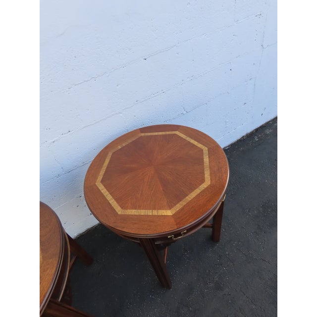 Lane Hollywood Regency Inlay Side End Tables a Pair 3739 For Sale - Image 9 of 18