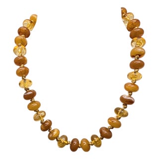 Vintage Signed Givenchy Goldtone Faux-Amber Beaded Necklace For Sale