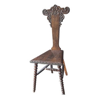 18th Century Antique Carved Hall Chair For Sale