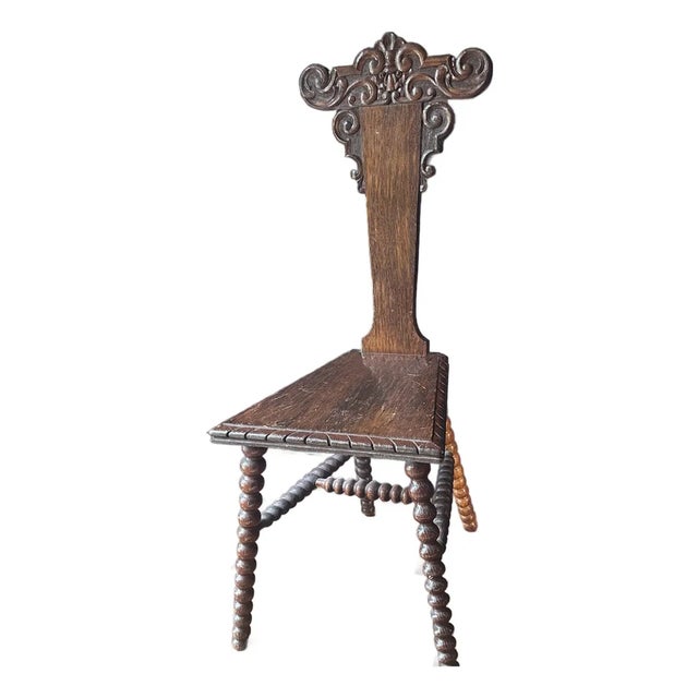 18th Century Antique Carved Hall Chair For Sale