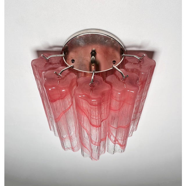 1990s Vintage Murano Glass Tube Wall Sconces with 5 Pink Alabaster Glass Tube, 1990, Set of 2 For Sale - Image 5 of 18