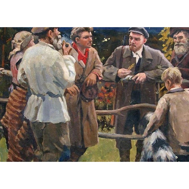 Vladimir Lenin Portrait, Antique Oil Painting, Soviet Socialist Realism 112-164 For Sale - Image 4 of 6
