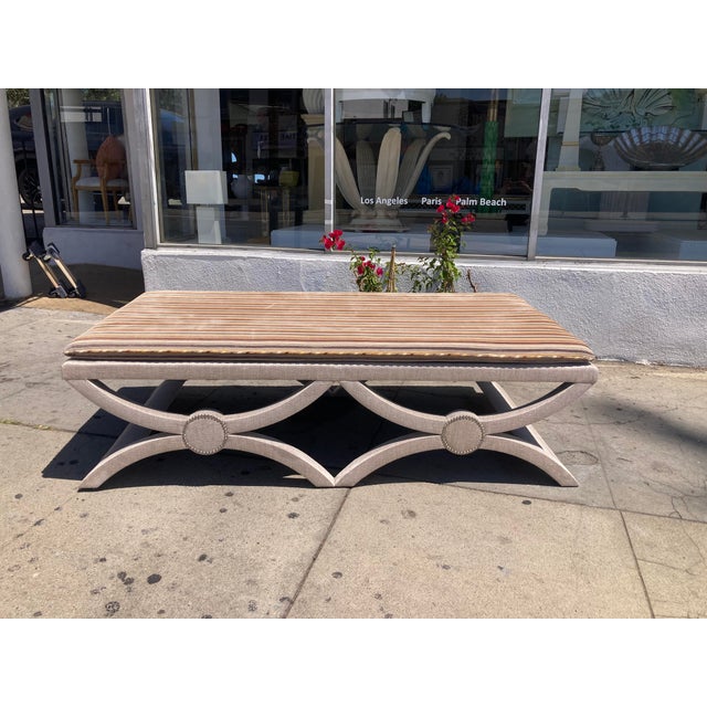 Neoclassical Backless Daybed fully upholstered in beautiful fabrics and a semi attached daybed cushion. Great design and...