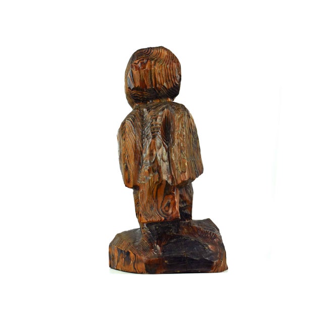 1980s 1980 Large Hand Carved Solid Wood Brutalist Owl Totem Style Sculpture Signed For Sale - Image 5 of 17