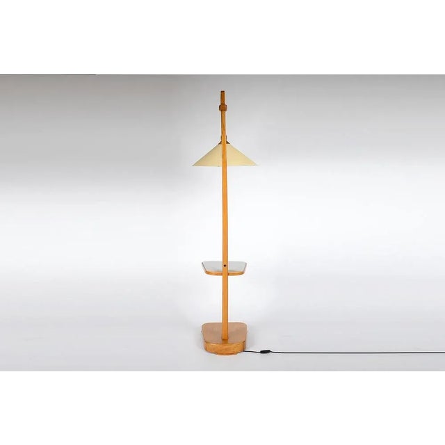 1950s Mid-Century Wooden Floor Lamp attributed to Jan Vanek for Krasna Jizba, Former Czechoslovakia, 1950s For Sale - Image 5 of 11