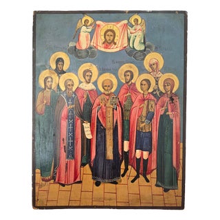 19th Century Orthodox Icon with Convention of Saints For Sale