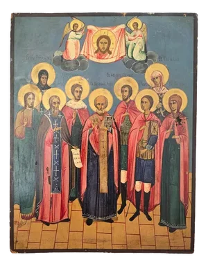 19th Century Orthodox Icon with Convention of Saints
