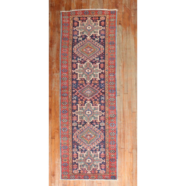 Navy Blue Zabihi Collection Antique Navy Blue Heriz Runner - 2'10" x 9' For Sale - Image 8 of 9