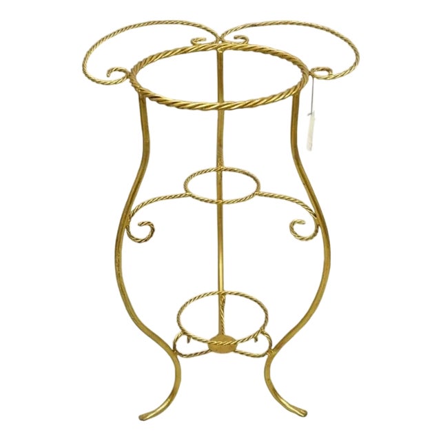 Italian Hollywood Regency Gold Iron Rope 3 Tier Bath Washstand Plant Stand Table For Sale