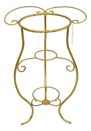 Mid 20th Century Italian Hollywood Regency Gold Iron Rope 3 Tier Bath Washstand Plant Stand Table