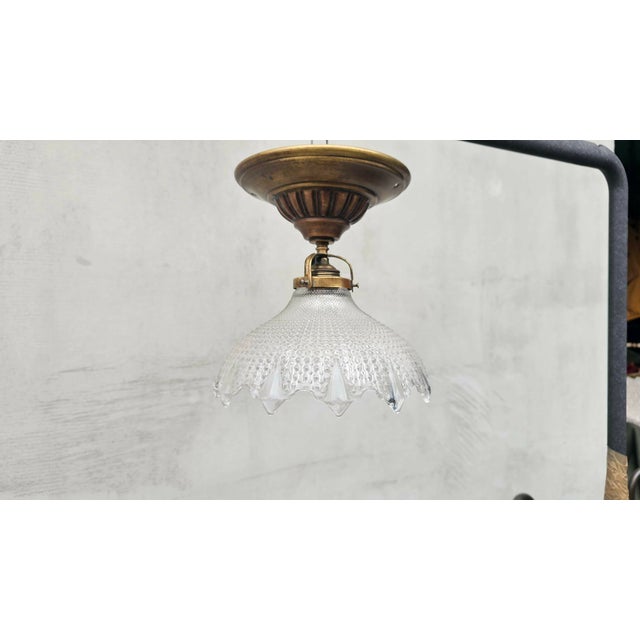 Brown Pre-War Brass Ceiling Lamp, 1920s For Sale - Image 8 of 8