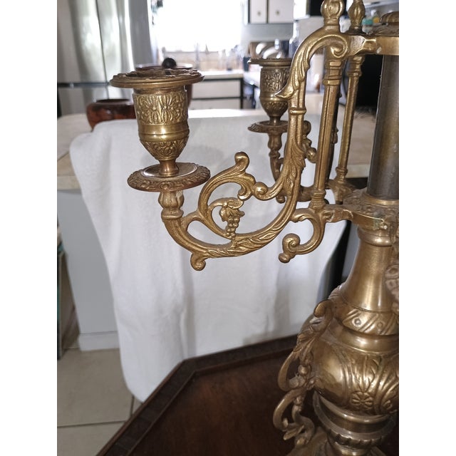 1960s Solid Brass Candleabra For Sale - Image 4 of 5