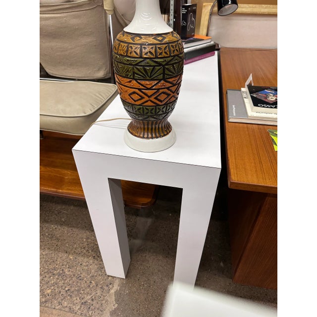 Modernist Style White Laminate Parsons Console Table For Sale - Image 4 of 4