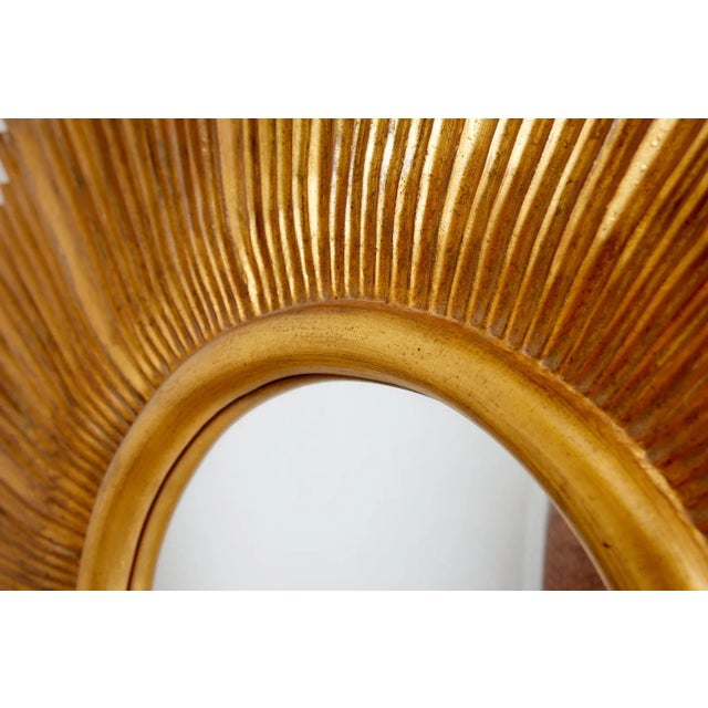 Mid 20th Century Large Giltwood Carved Convex Sunburst Mirror For Sale - Image 5 of 13