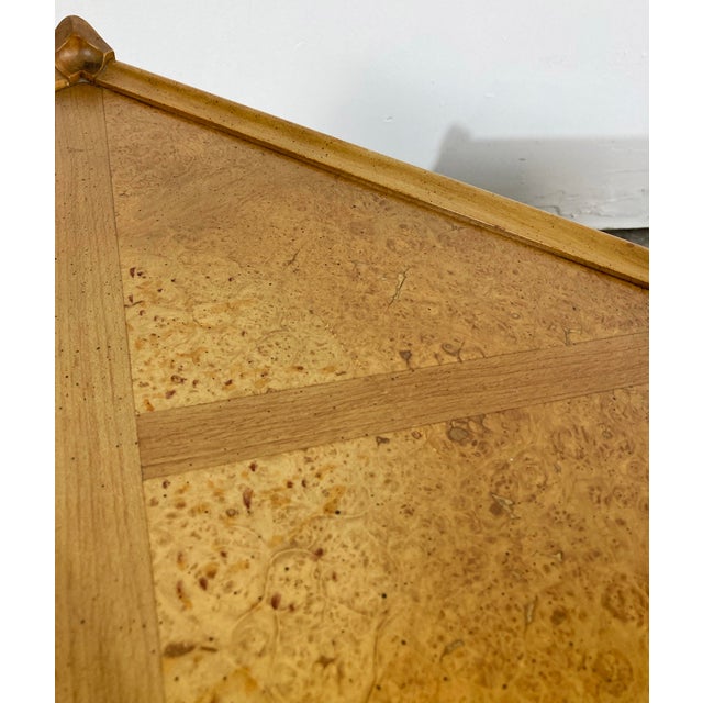 Brown Vintage French Provincial Tables With Burlwood Inlay, a Pair For Sale - Image 8 of 10