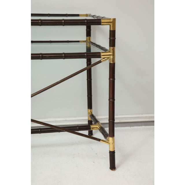 Black Vintage Faux-Bamboo and Brass Writing Desk/Console For Sale - Image 8 of 12